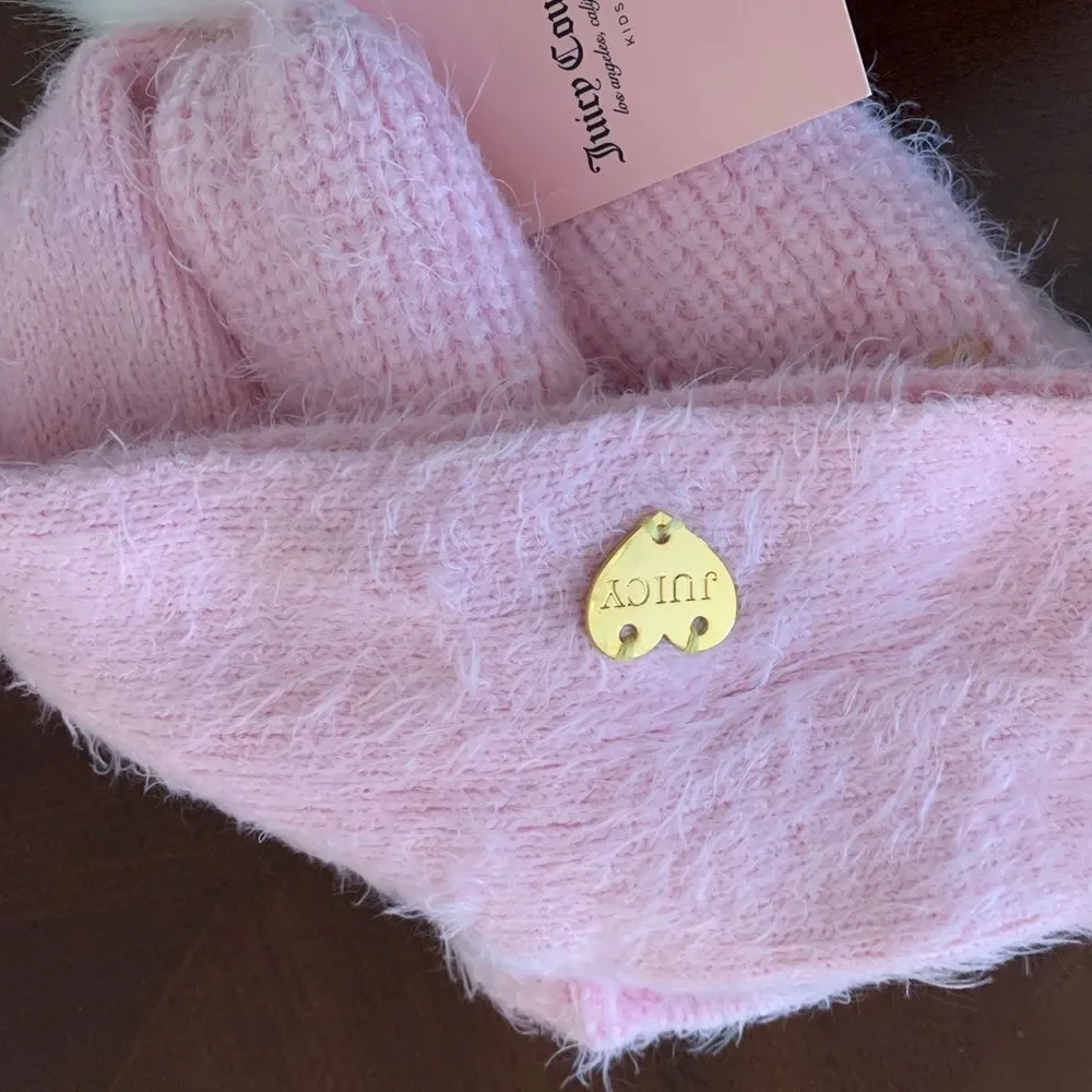 Juicy Couture pink brand new hat and scarf girls set, beautiful, fleece lining,